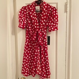 🔴 4/$12 New Stella & Julie Red Heart Wrap Dress Size Small